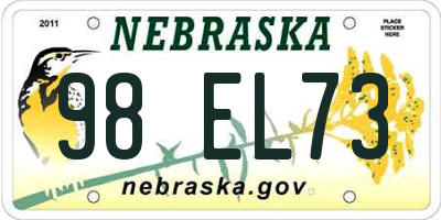 NE license plate 98EL73