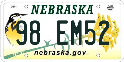 NE license plate 98EM52