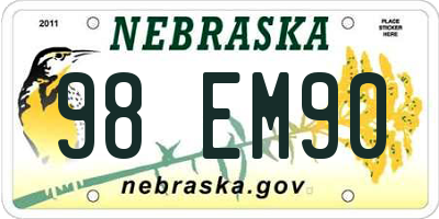 NE license plate 98EM90