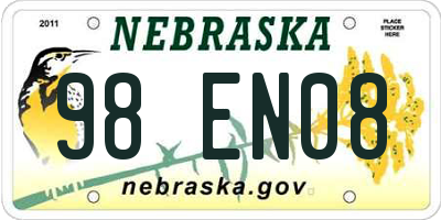 NE license plate 98EN08