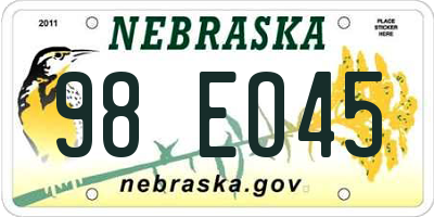 NE license plate 98EO45
