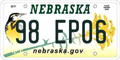 NE license plate 98EP06