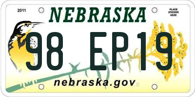 NE license plate 98EP19