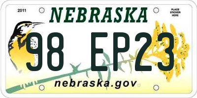 NE license plate 98EP23