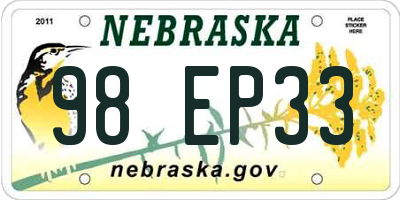 NE license plate 98EP33
