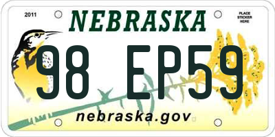 NE license plate 98EP59