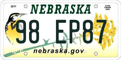 NE license plate 98EP87