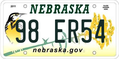 NE license plate 98ER54