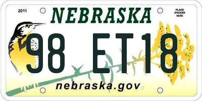 NE license plate 98ET18