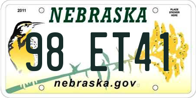 NE license plate 98ET41