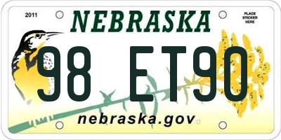 NE license plate 98ET90