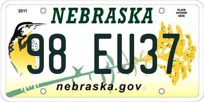 NE license plate 98EU37