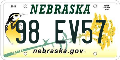 NE license plate 98EV57