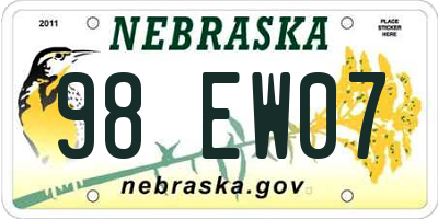 NE license plate 98EW07