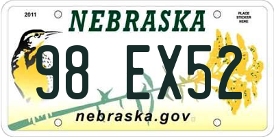 NE license plate 98EX52