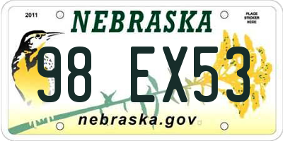 NE license plate 98EX53