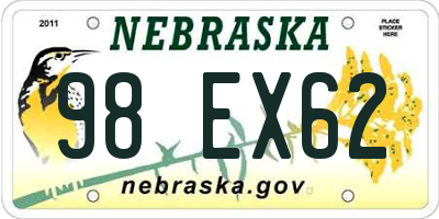 NE license plate 98EX62