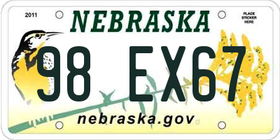 NE license plate 98EX67