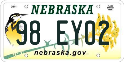 NE license plate 98EY02