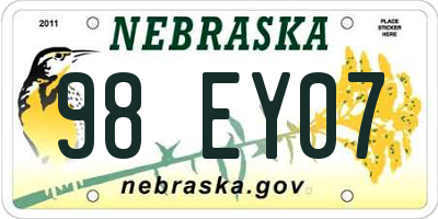 NE license plate 98EY07