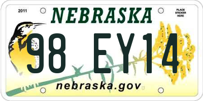 NE license plate 98EY14