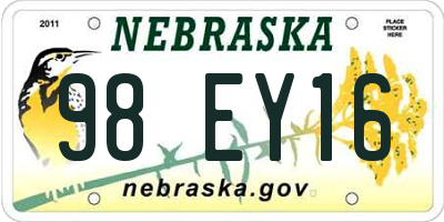 NE license plate 98EY16