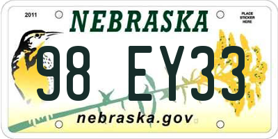 NE license plate 98EY33