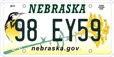 NE license plate 98EY59