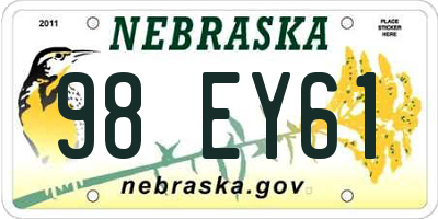 NE license plate 98EY61