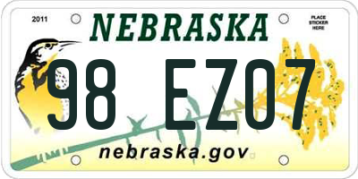NE license plate 98EZ07