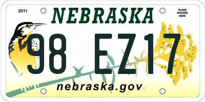 NE license plate 98EZ17