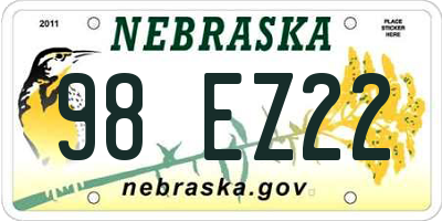 NE license plate 98EZ22