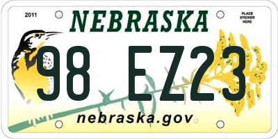 NE license plate 98EZ23