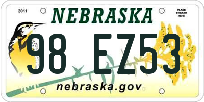 NE license plate 98EZ53
