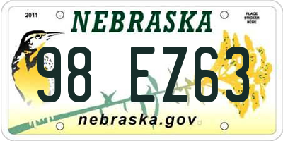 NE license plate 98EZ63