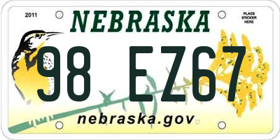 NE license plate 98EZ67