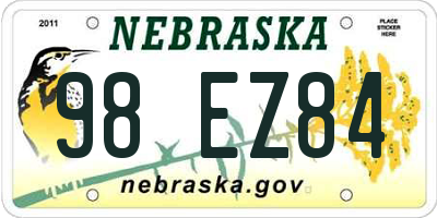 NE license plate 98EZ84