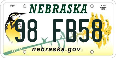 NE license plate 98FB58
