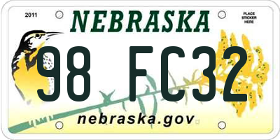 NE license plate 98FC32