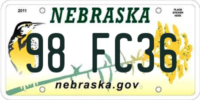 NE license plate 98FC36