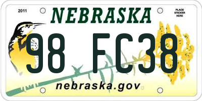 NE license plate 98FC38