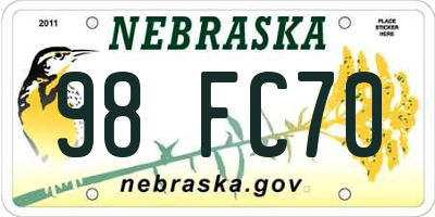 NE license plate 98FC70