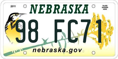 NE license plate 98FC71