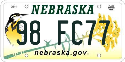 NE license plate 98FC77