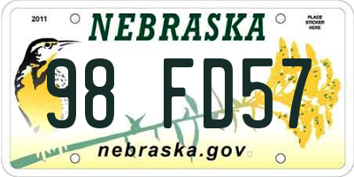 NE license plate 98FD57