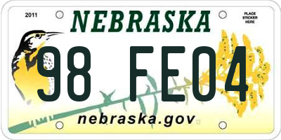 NE license plate 98FE04