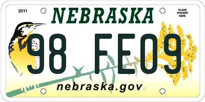 NE license plate 98FE09
