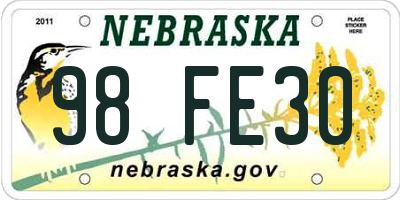 NE license plate 98FE30