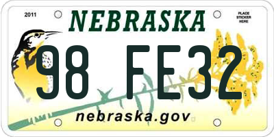 NE license plate 98FE32