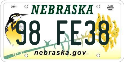 NE license plate 98FE38